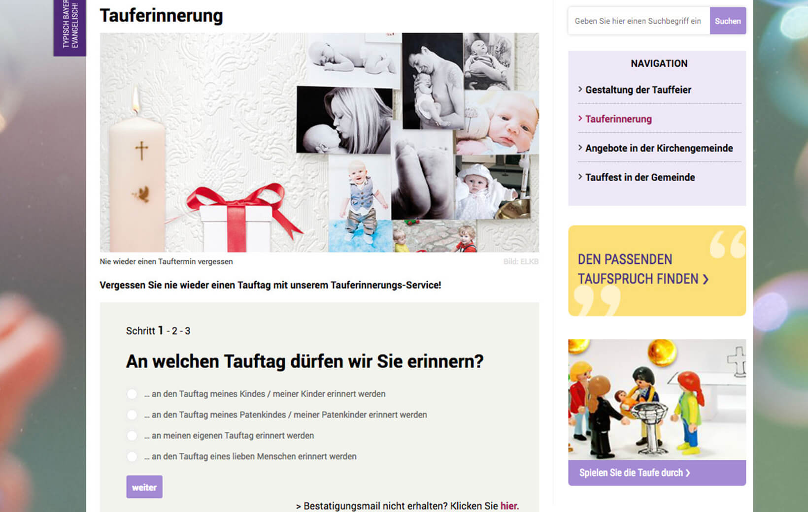 Tauferinnerung Website